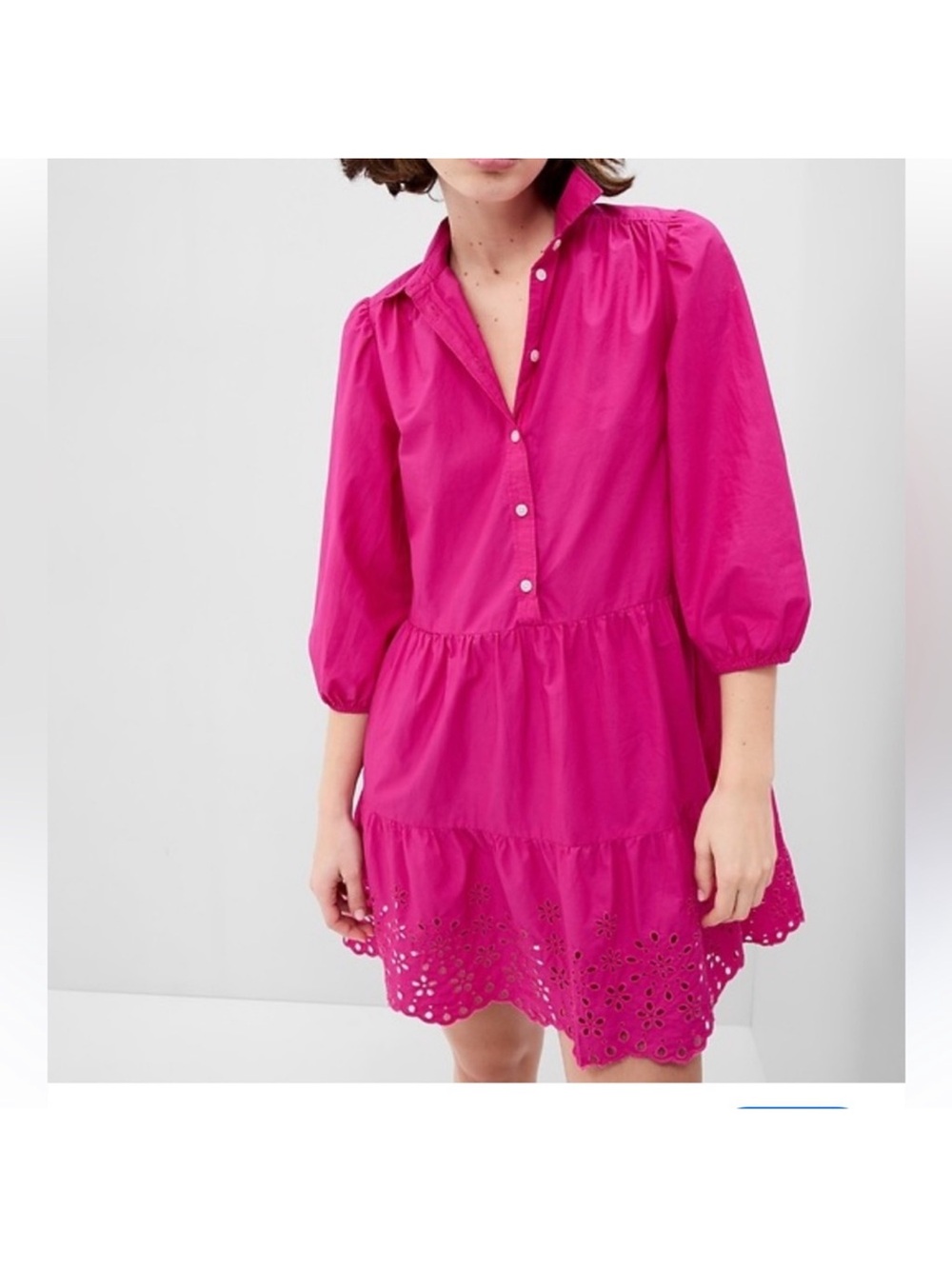 Gap Puff Sleeve Shirtdress in Pink Size Small